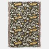手描きの愛パターン スローブランケット (正面縦)