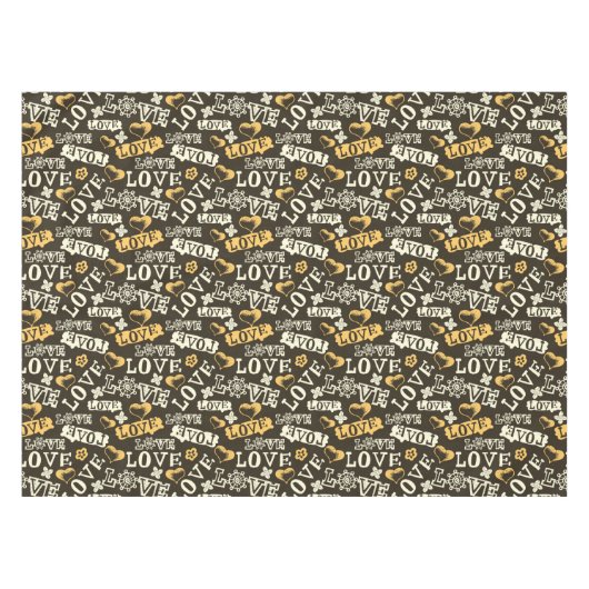 手描きの愛パターン テーブルクロス (正面(横))