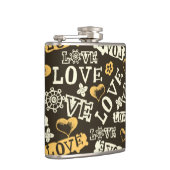 手描きの愛パターン フラスク (右)