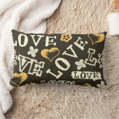 手描きの愛パターン ランバークッション (ブランケット)