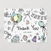 手描きの感謝カード サンキューカード (正面/裏面)
