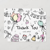手描きの感謝カード サンキューカード (正面/裏面)
