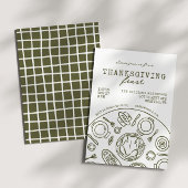 手描きの感謝祭ディナー スクリブル招待状 招待状