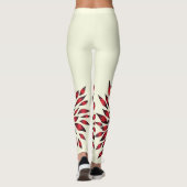 手描きの抽象的で赤い落書きの花 レギンス (裏面)