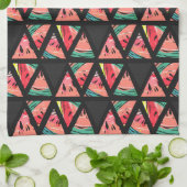 手描きの抽象的なスイカパターン キッチンタオル (折り畳み)