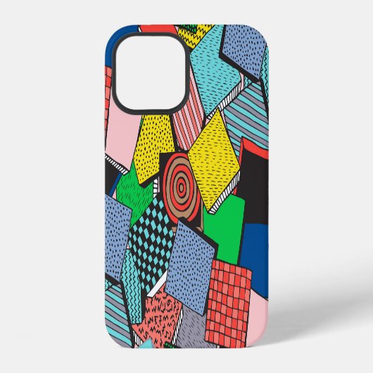手描きの抽象的なブロックテクスチャ iPhoneケース (裏面)