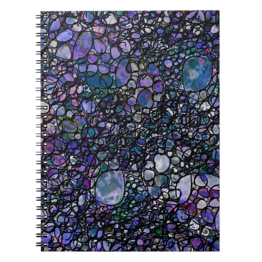 手描きの抽象的な円、青、紫、黒 ノートブック (正面)