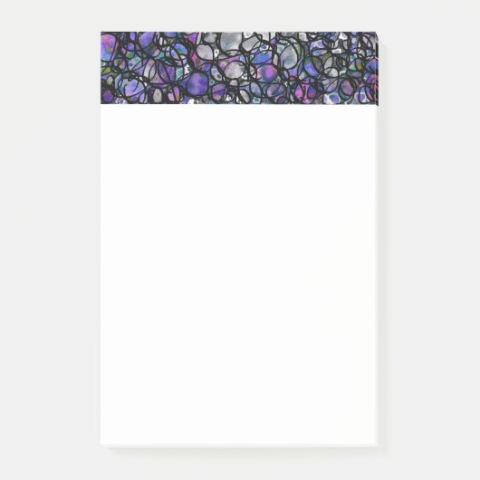 手描きの抽象的な円、青、紫、黒 ポストイット (正面)