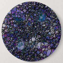 手描きの抽象的な円、青、紫、黒 缶バッジ