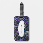 手描きの抽象的な円、青、黒い紫色 ラゲッジタグ (裏面縦)
