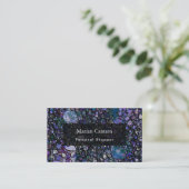 手描きの抽象的な円、青、黒い紫色 名刺 (スタンド正面)