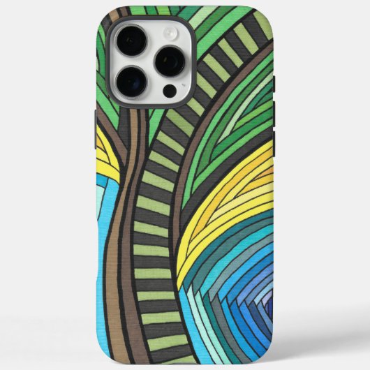 手描きの抽象的な樹木と幾何学デザイン Case-Mate iPhoneケース (裏面)