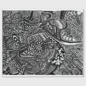 手描きの抽象的な種族の熱狂するな落書き ラッピングペーパー (フラット)