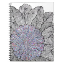 手描きの抽象的な花のスパイラルノートブック