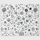 手描きの抽象的な落書き - 黒と白 ラッピングペーパー (フラット)