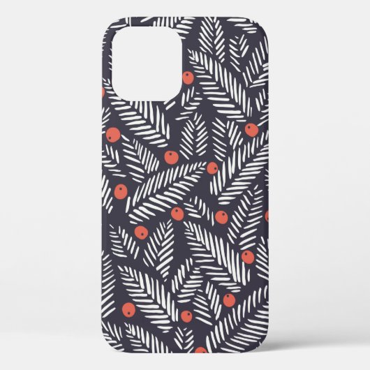 手描きの抽象芸術の聖降誕祭の葉、赤い聖地 Case-Mate iPhoneケース (裏面)