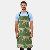 手描きの抽象芸術ヒョウと動物Sk エプロン (着用した状態)