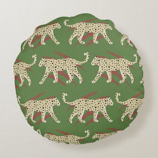 手描きの抽象芸術ヒョウと動物Sk ラウンドクッション (裏面)