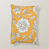 手描きの抽象芸術園の花。輪郭描画 アクセントクッション (裏面(縦))