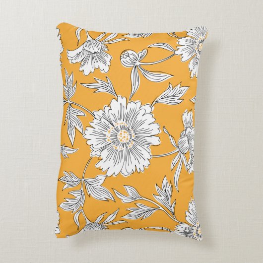 手描きの抽象芸術園の花。輪郭描画 アクセントクッション (裏面(縦))