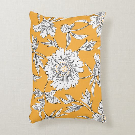 手描きの抽象芸術園の花。輪郭描画 アクセントクッション (正面(垂直))