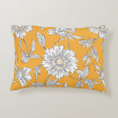 手描きの抽象芸術園の花。輪郭描画 アクセントクッション (裏面)