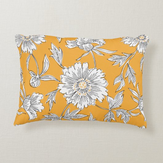 手描きの抽象芸術園の花。輪郭描画 アクセントクッション (裏面)