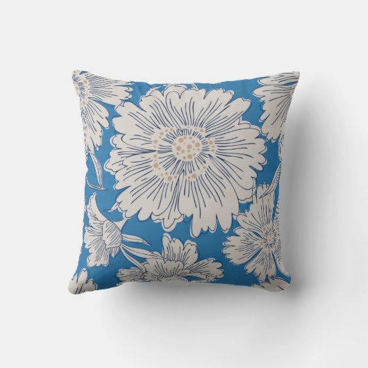 手描きの抽象芸術園の花。輪郭描画 クッション (裏面)