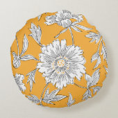 手描きの抽象芸術園の花。輪郭描画 ラウンドクッション (裏面)