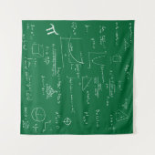 手描きの数学の公式と方程式 グリーン タペストリー (正面(横))