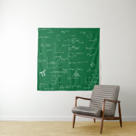 手描きの数学の公式と方程式 グリーン タペストリー