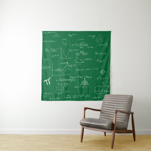 手描きの数学の公式と方程式 グリーン タペストリー (インサイチュ)