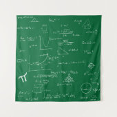 手描きの数学の公式と方程式 グリーン タペストリー (正面)