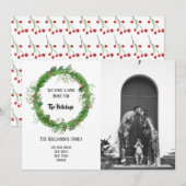 手描きの新しい家でホリデーの写真カード シーズンカード (正面/裏面)