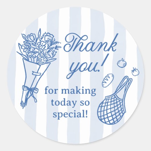 手描きの新鮮な市場から消えた花嫁のシャワー ラウンドシール (正面)