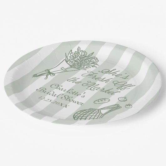 手描きの新鮮な市場から直接届く結婚前のお祝い ペーパープレート (アングル)