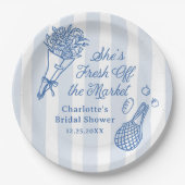 手描きの新鮮な市場スタイルのブライズシャワー ペーパープレート (正面)