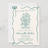 手描きの新鮮な市場風の結婚前お披露目招待状 招待状 (正面)