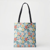 手描きの明るい野の花の草原 トートバッグ (正面)