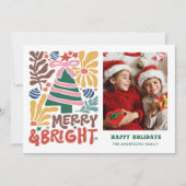 手描きの明るく楽しいレトロファミリー  シーズンカード (正面)