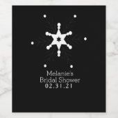 手描きの星の雪の結晶ドットのクリスマス冬 ワインラベル (シングルラベル)