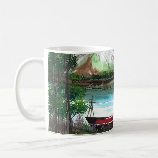 手描きの春の風景 - 24531 コーヒーマグカップ (左)