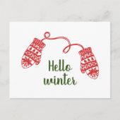 手描きの暖かい冬ミッテンズクリスマスホリデー ポストカード (正面)