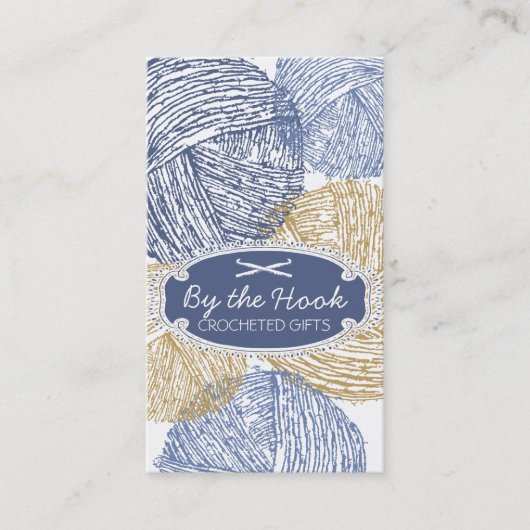 手描きの曖昧なヤーンの球のかぎ針編みホック 名刺 (正面)
