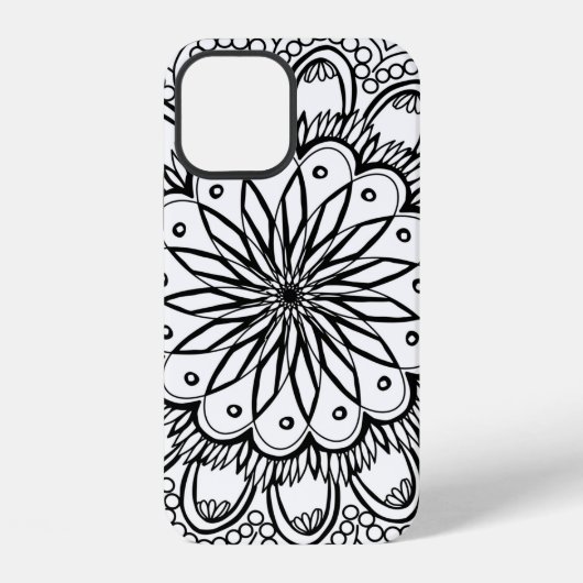 手描きの曼荼羅 花 iPhoneケース (裏面)