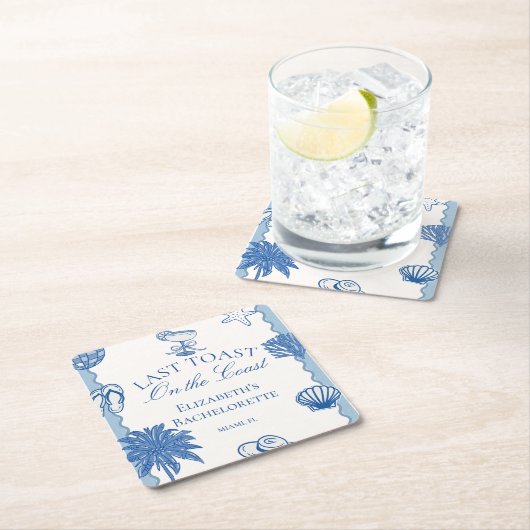 手描きの最後の海岸の乾杯 バチェロレッテ スクエアペーパーコースター (インサイチュ)