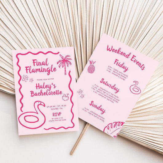 手描きの最終的なフラミンゴの花嫁 招待状
