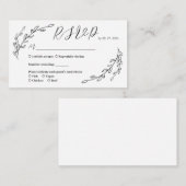 手描きの月桂樹の出欠確認カード エンクロージャーカード (正面/裏面)