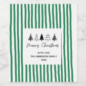 手描きの木のイラストがあしらわれたクリスマスカード ワインラベル (シングルラベル)