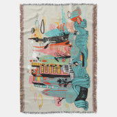 手描きの東京日本 スローブランケット (正面縦)